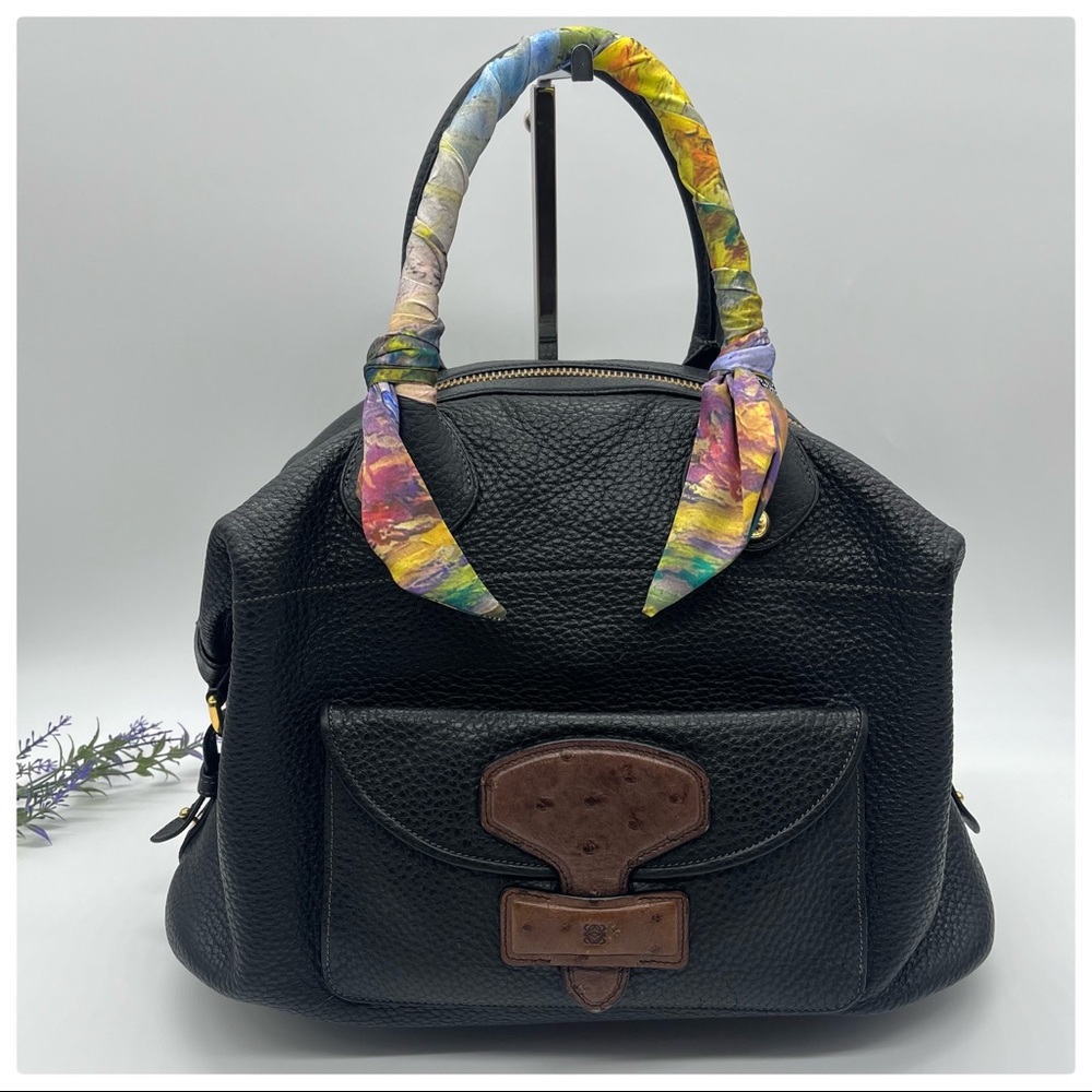 LOEWE Ostrich-Trimmed May Bag